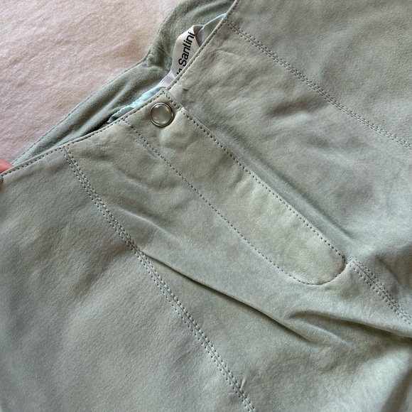 🍋80s Paolo Santini Vintage Teal Suede Biker Pants - Picture 7 of 16